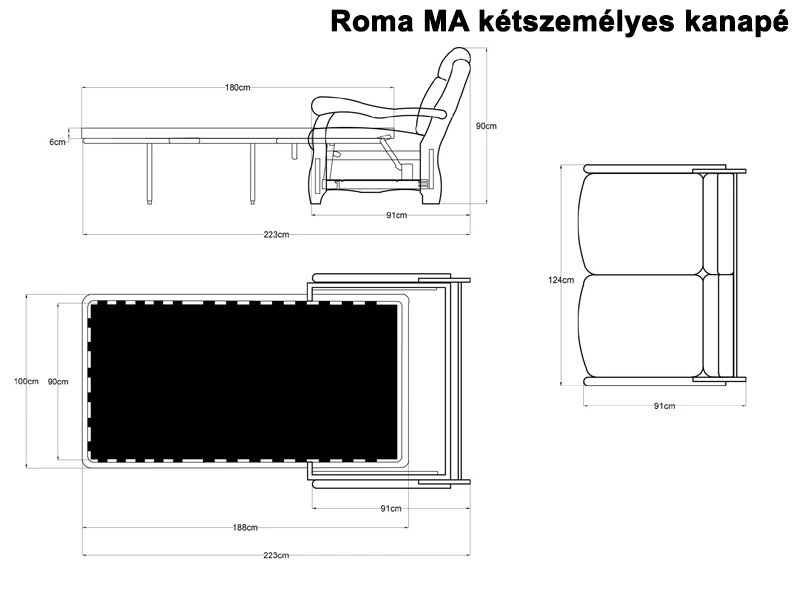 Róma MA kétszemélyes ágyazható kanapé - 37