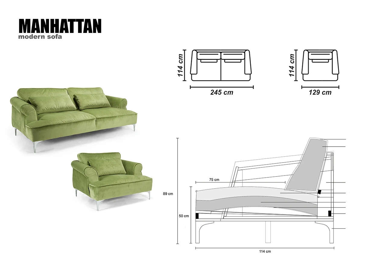 Manhattan 3 személyes fix kanapé 37
