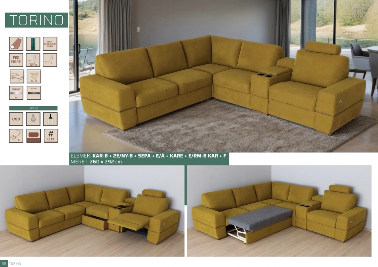Torino Comfort sarokgarnitúra - 10 