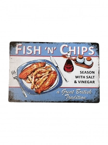 Fish 'n' Chips fém tábla