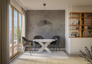 Xao étkezőasztal magasfényű fehér/beton- 13