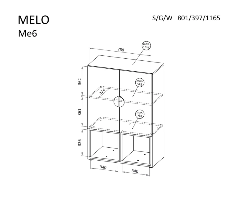 Melo ME6 alacsony polcos szekrény-14