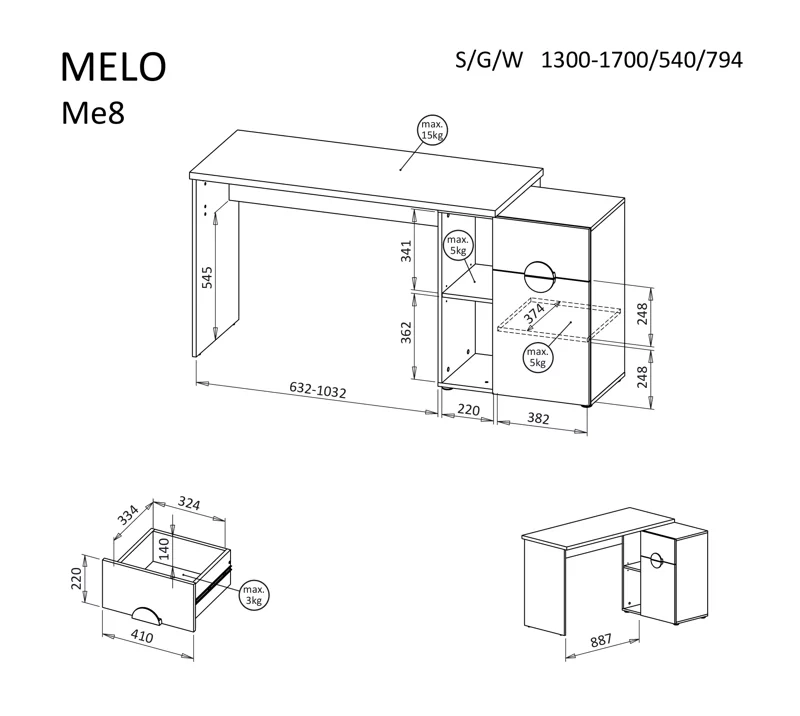 Melo íróasztal ME8-14