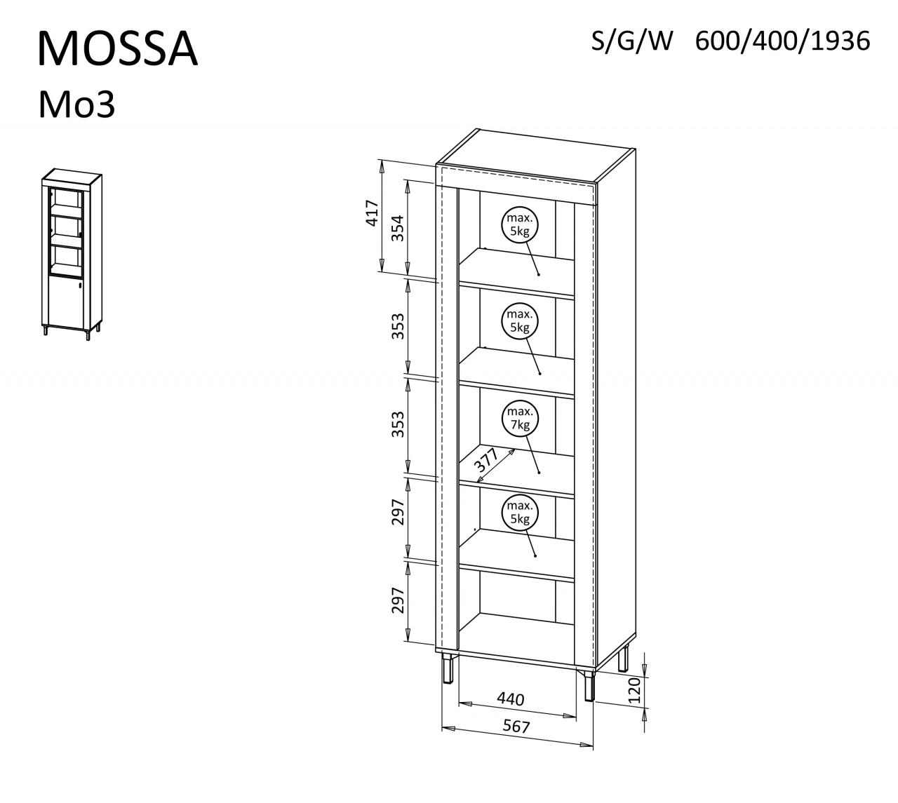 Mossa MO3 Vitrines szekrény-14